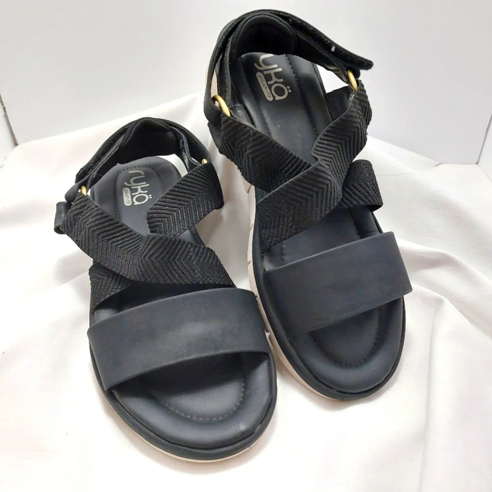 Ryka Black Sandals Adjustable Elise Size 9.5 M